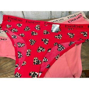 Bebe Underwear 3 Pairs-Solid/Printed Bikini Panties Woman’s Size Large New!
